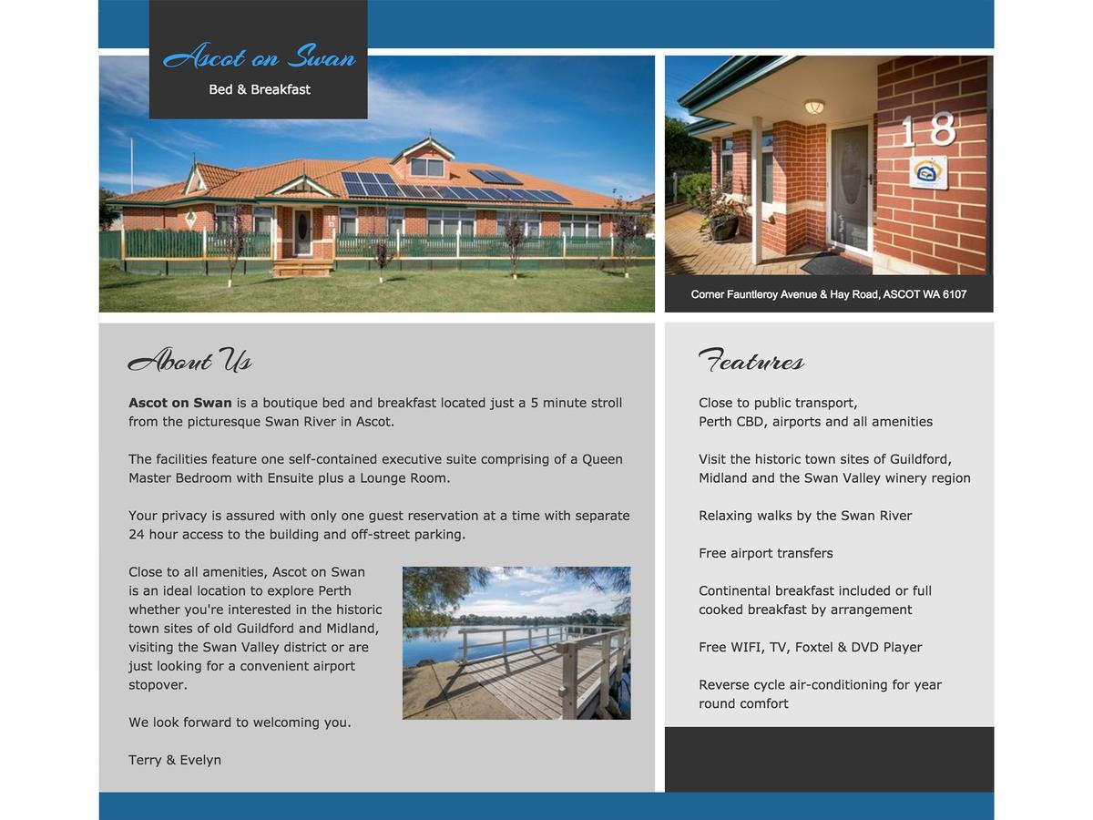 Ascot On Swan Bed & Breakfast Perth Ngoại thất bức ảnh